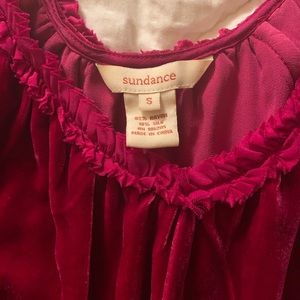 Sundance Fuscia Velvet Top with ruffled edges